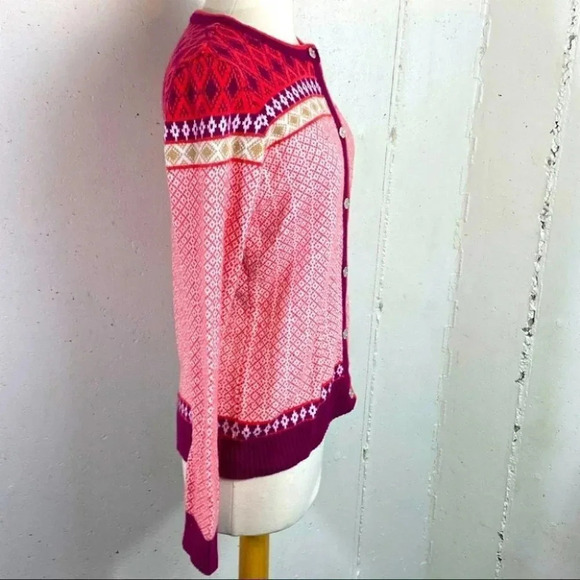 C Wonder M‎ orange/burgundy fair isle cardigan - Picture 2 of 6